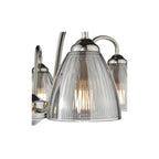 GLY5438 Glynis 5 Light Semi-Flush Polished Nickel and Smoked Ribbed Glass