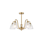 GLY5463 Glynis 5 Light Semi-Flush Brushed Bronze and Ribbed Glass