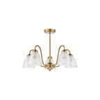 GLY5463 Glynis 5 Light Semi-Flush Brushed Bronze and Ribbed Glass