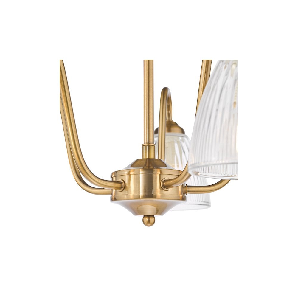 GLY5463 Glynis 5 Light Semi-Flush Brushed Bronze and Ribbed Glass