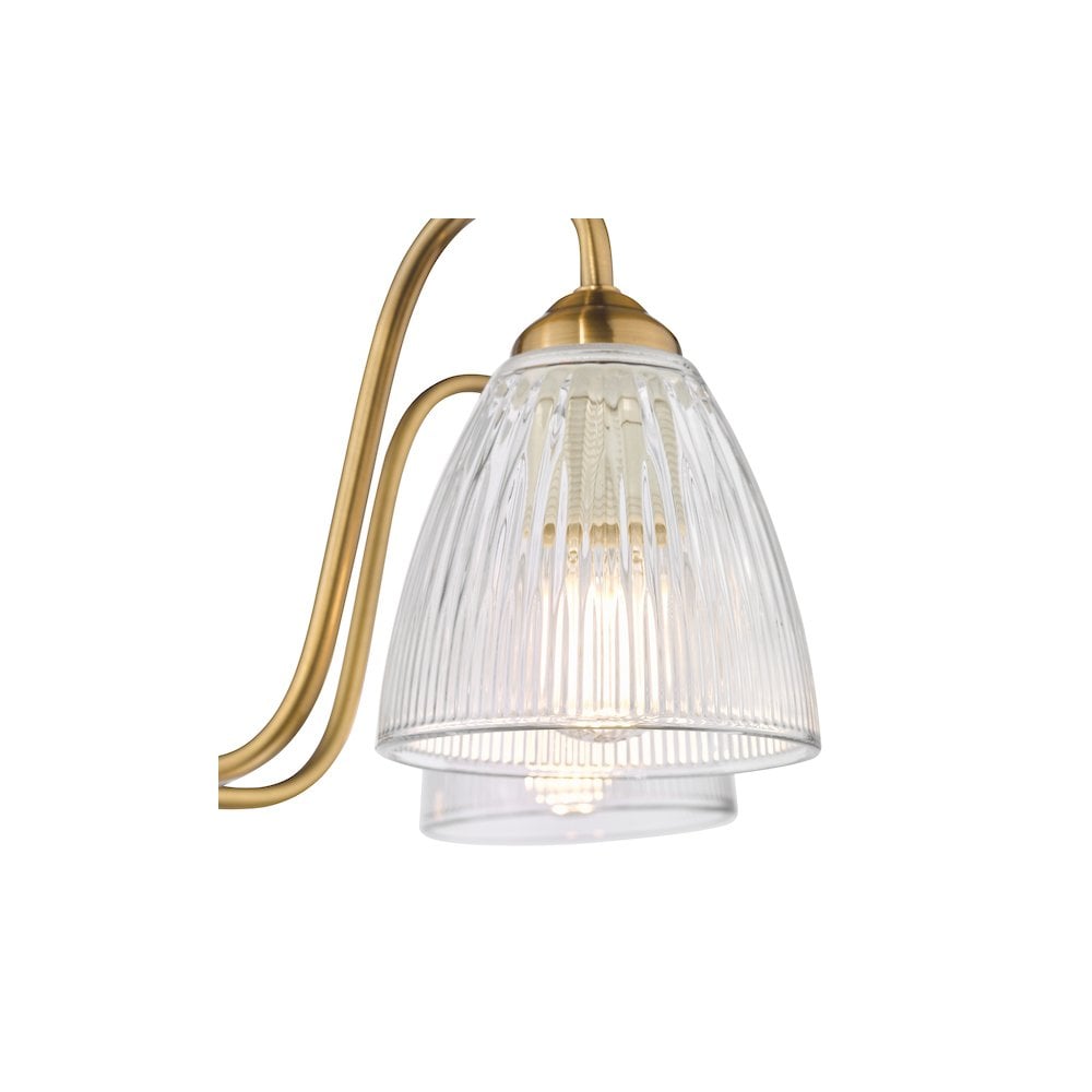 GLY5463 Glynis 5 Light Semi-Flush Brushed Bronze and Ribbed Glass