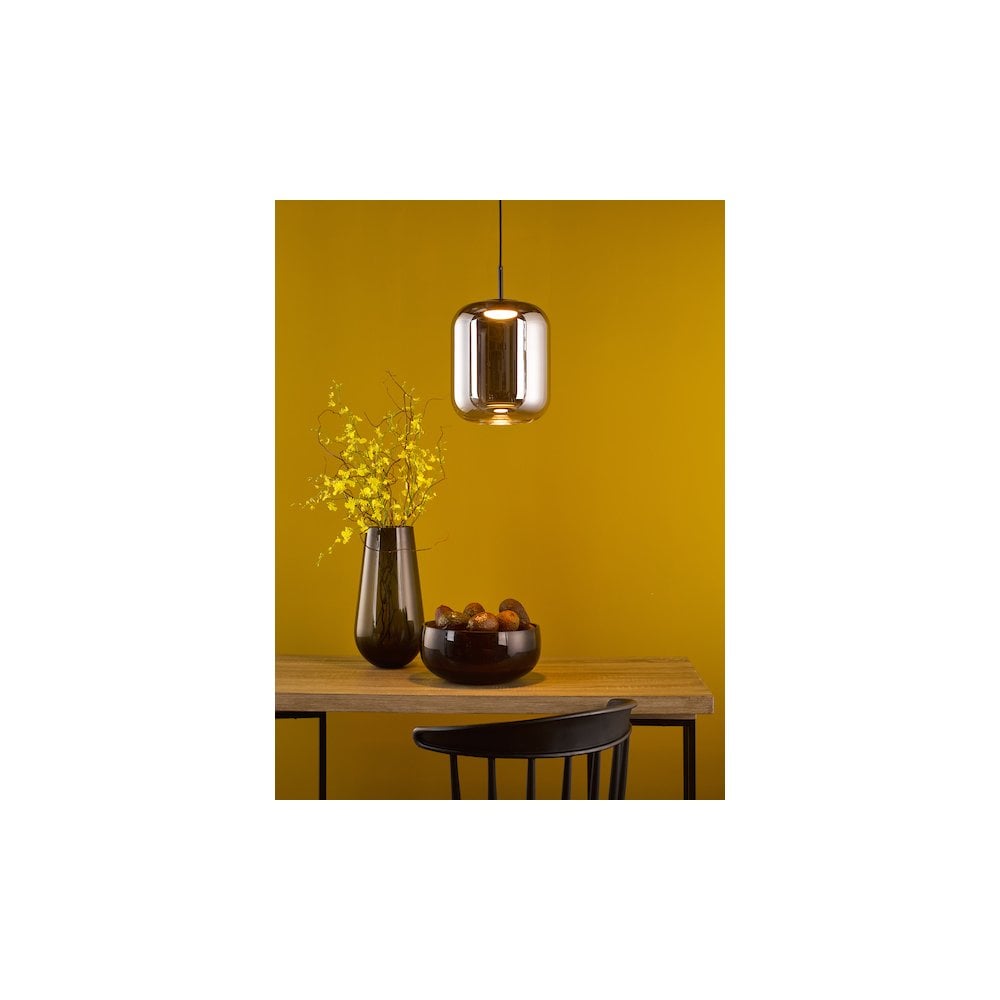 JUR0110 Jurek Pendant Satin Black and Smoked Glass LED