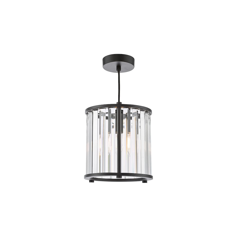 KIR0122 Kiran Pendant Satin Black and Crystal