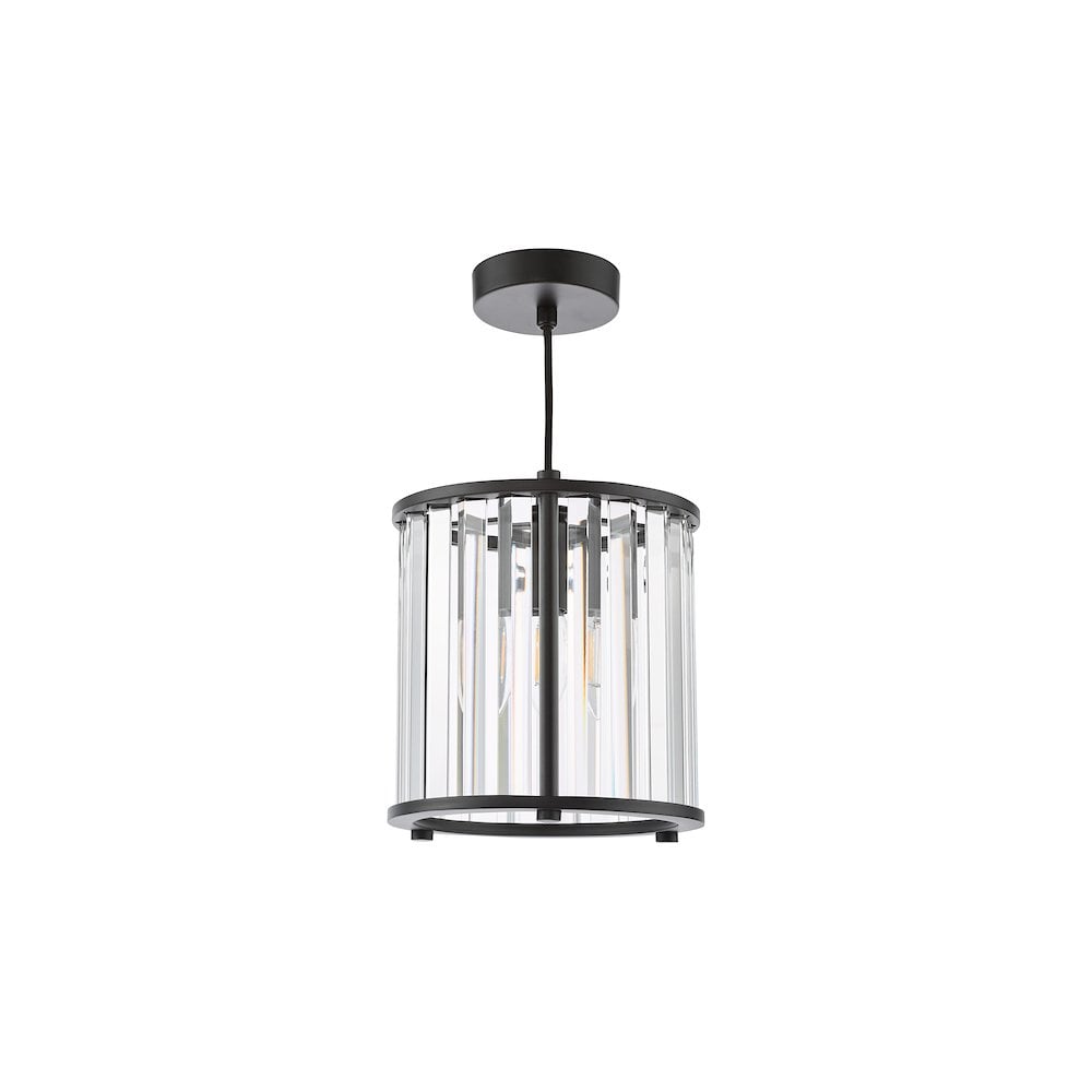 KIR0122 Kiran Pendant Satin Black and Crystal