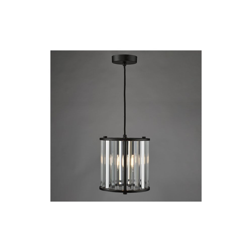 KIR0122 Kiran Pendant Satin Black and Crystal