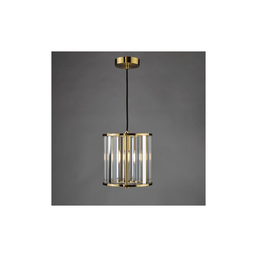 KIR0135 Kiran Pendant Natural Brass and Crystal