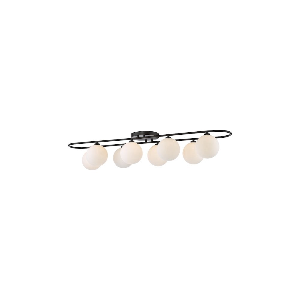 LUA4822 Luana 8 Light Semi-Flush Matt Black and Opal Glass