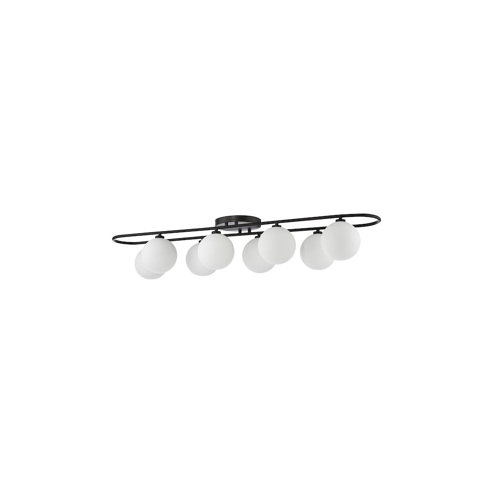 LUA4822 Luana 8 Light Semi-Flush Matt Black and Opal Glass