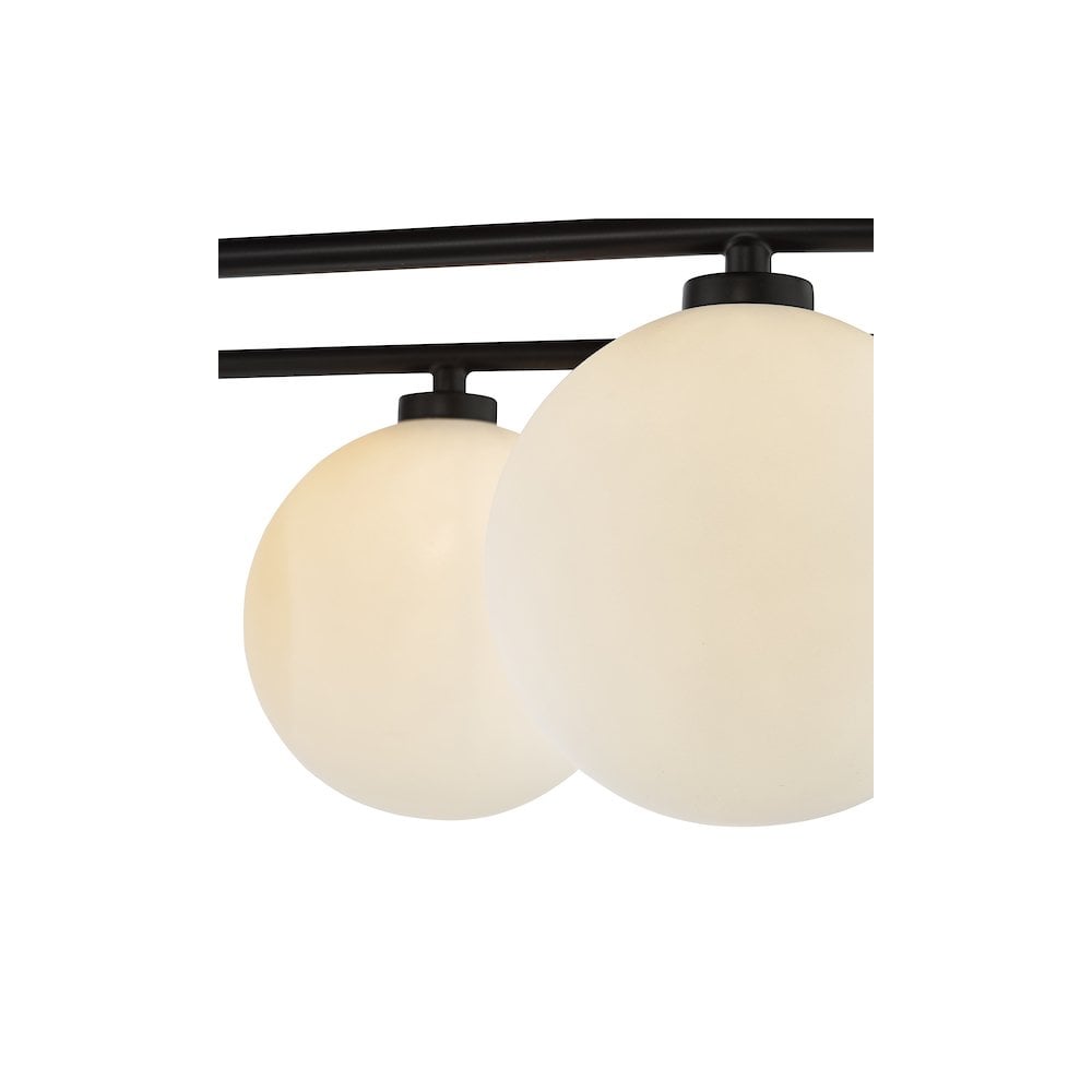 LUA4822 Luana 8 Light Semi-Flush Matt Black and Opal Glass