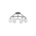 LUA6422 Luana 6 Light Semi-Flush Matt Black and Opal Glass