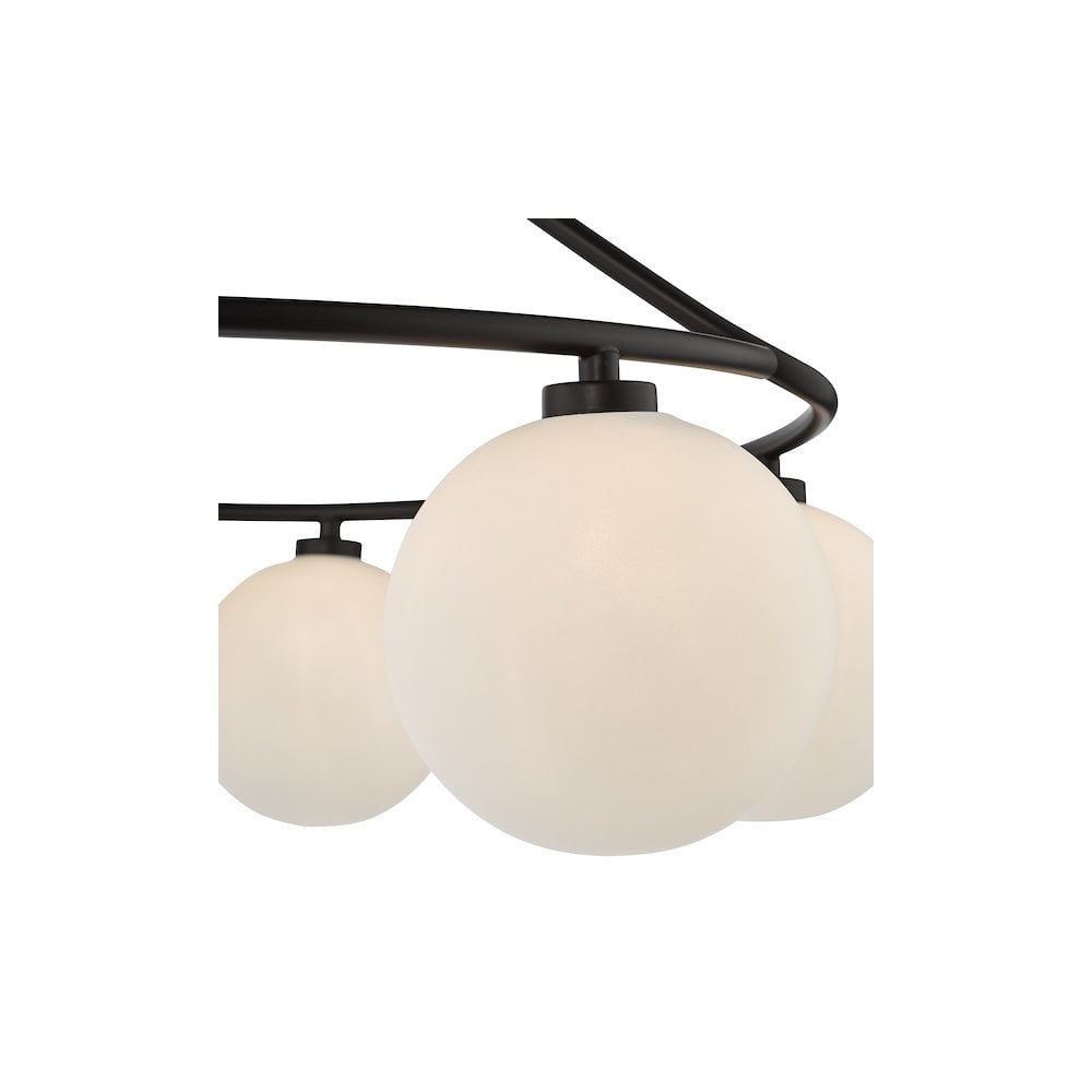LUA6422 Luana 6 Light Semi-Flush Matt Black and Opal Glass