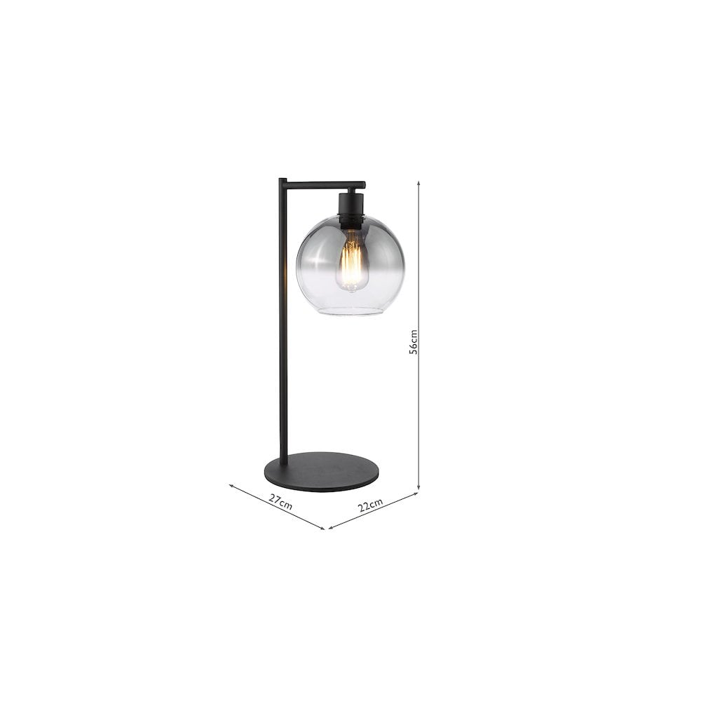 LYC4222 Lycia Table Lamp Matt Black and Smoked Ombre Glass