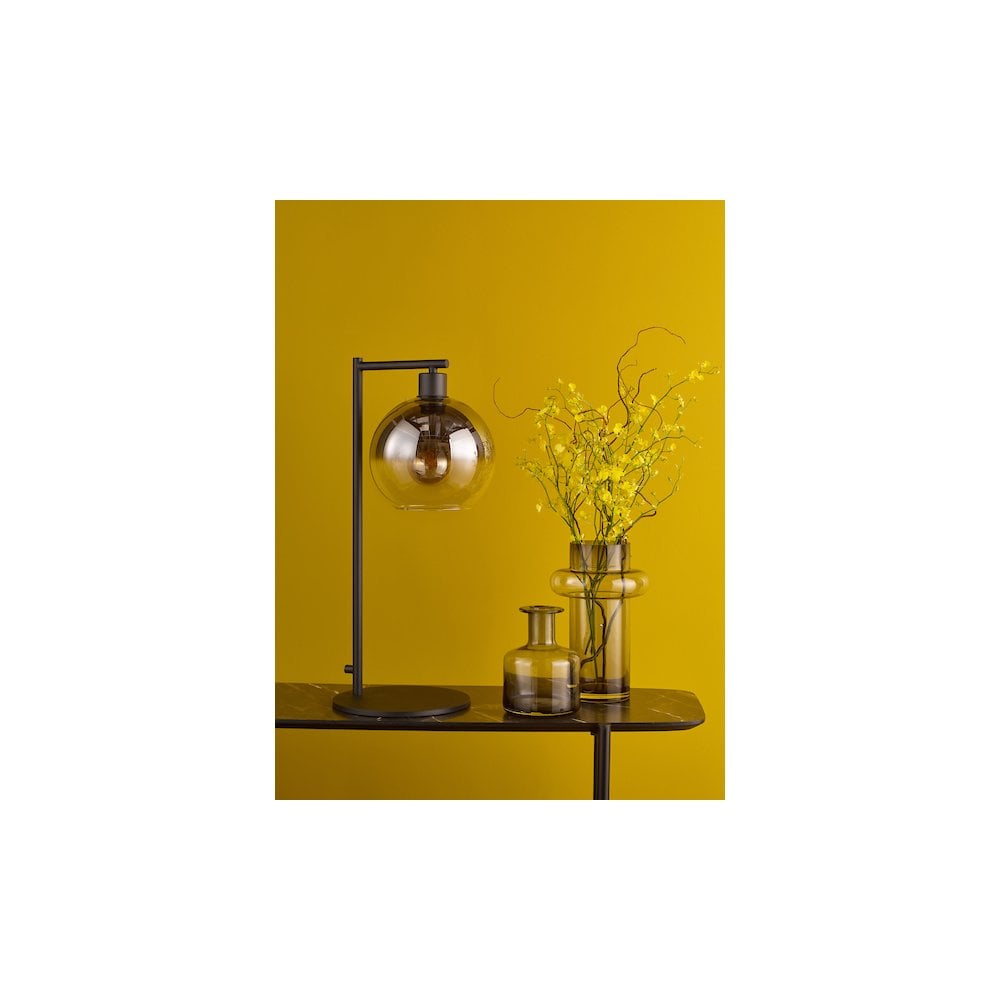 LYC4222 Lycia Table Lamp Matt Black and Smoked Ombre Glass