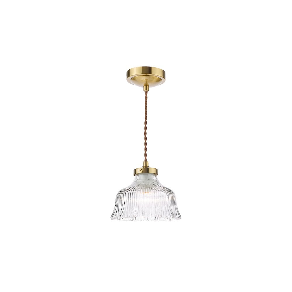 MAU0142 Maude Pendant Natural Brass and Ribbed Glass (S)
