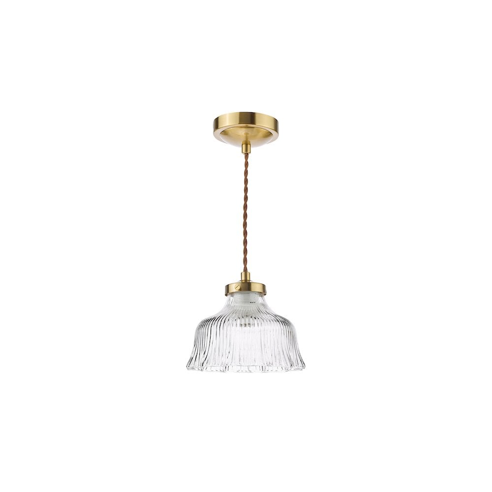 MAU0142 Maude Pendant Natural Brass and Ribbed Glass (S)
