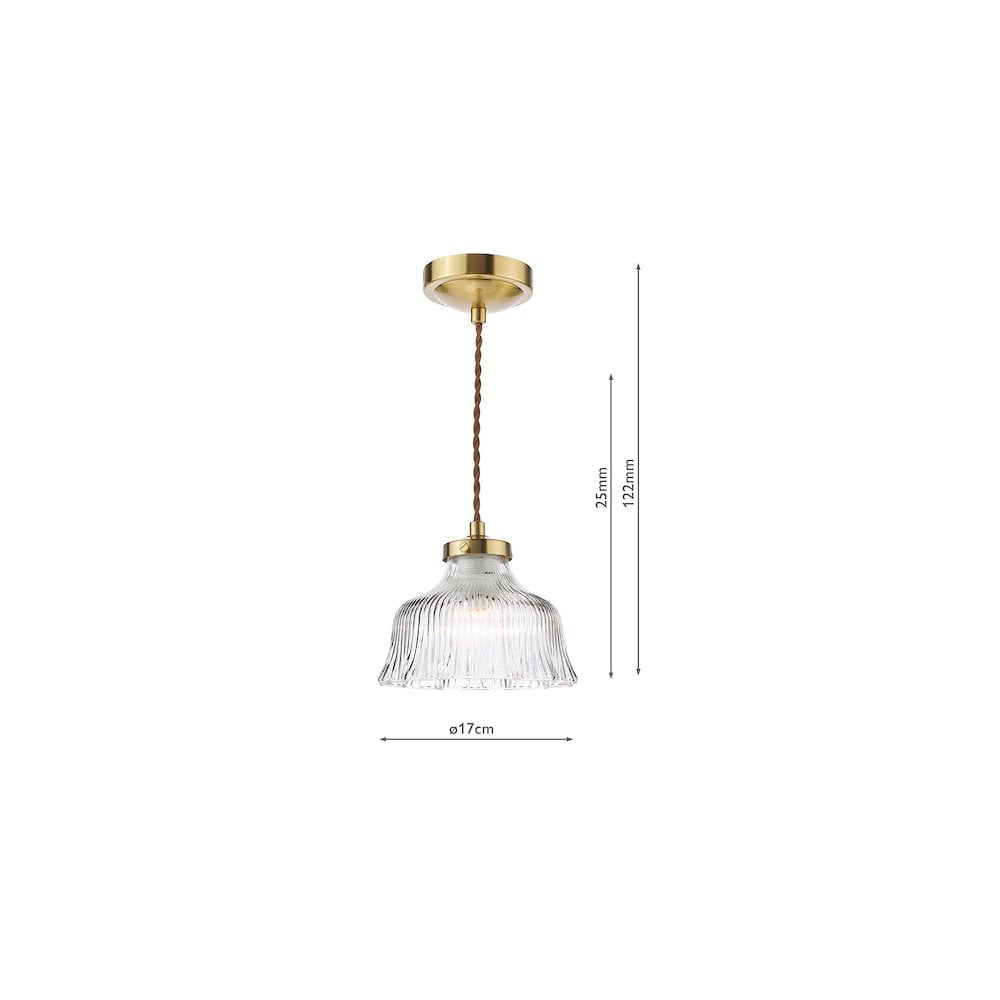 MAU0142 Maude Pendant Natural Brass and Ribbed Glass (S)