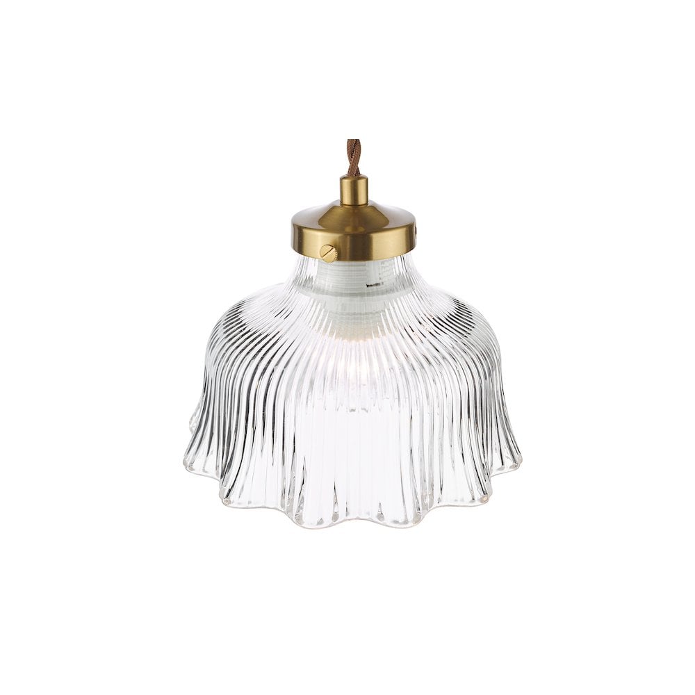 MAU0142 Maude Pendant Natural Brass and Ribbed Glass (S)