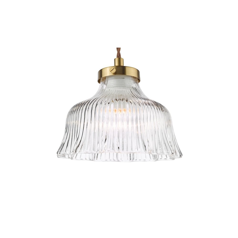 MAU0142 Maude Pendant Natural Brass and Ribbed Glass (S)