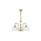 MAU0342 Maude 3 Light Armed Pendant Natural Brass and Ribbed Glass