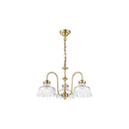 MAU0342 Maude 3 Light Armed Pendant Natural Brass and Ribbed Glass