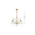 MAU0342 Maude 3 Light Armed Pendant Natural Brass and Ribbed Glass