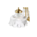 MAU0342 Maude 3 Light Armed Pendant Natural Brass and Ribbed Glass