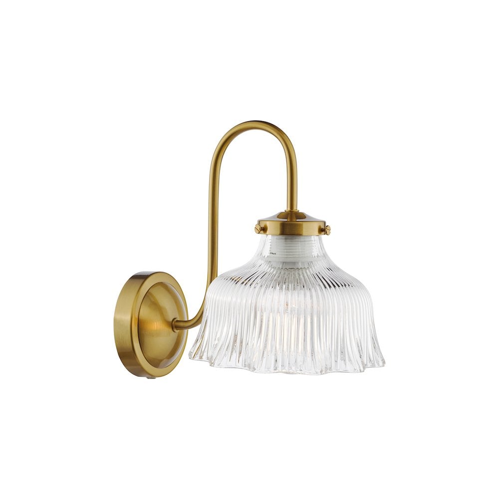 MAU0742 Maude Wall Light Natural Brass and Ribbed Glass