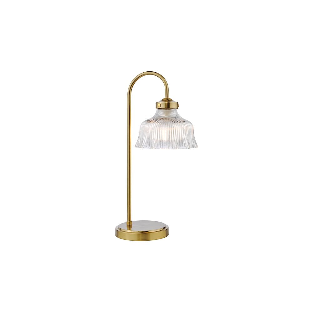 MAU4242 Maude Table Lamp Natural Brass and Ribbed Glass
