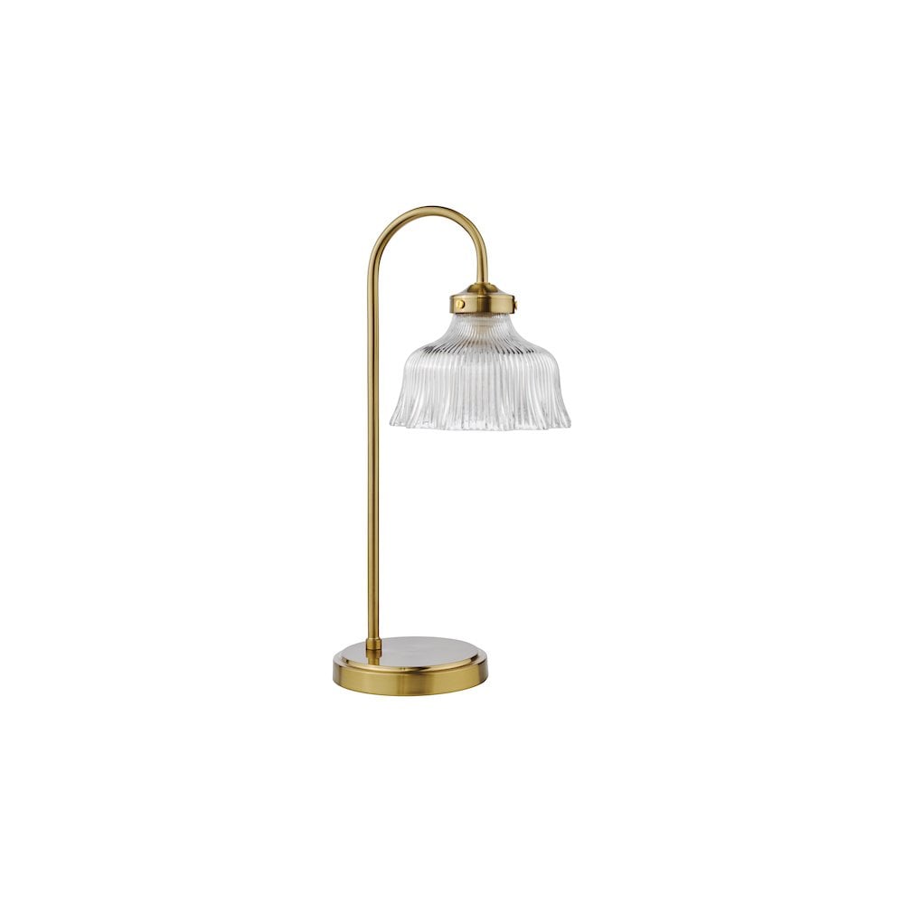 MAU4242 Maude Table Lamp Natural Brass and Ribbed Glass
