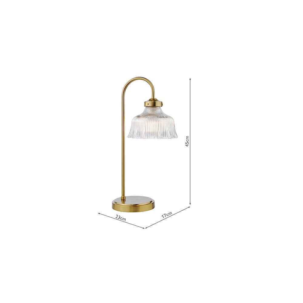 MAU4242 Maude Table Lamp Natural Brass and Ribbed Glass
