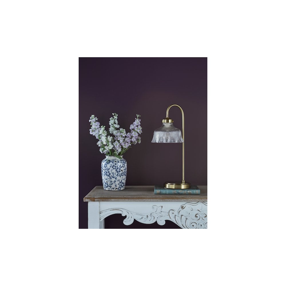 MAU4242 Maude Table Lamp Natural Brass and Ribbed Glass