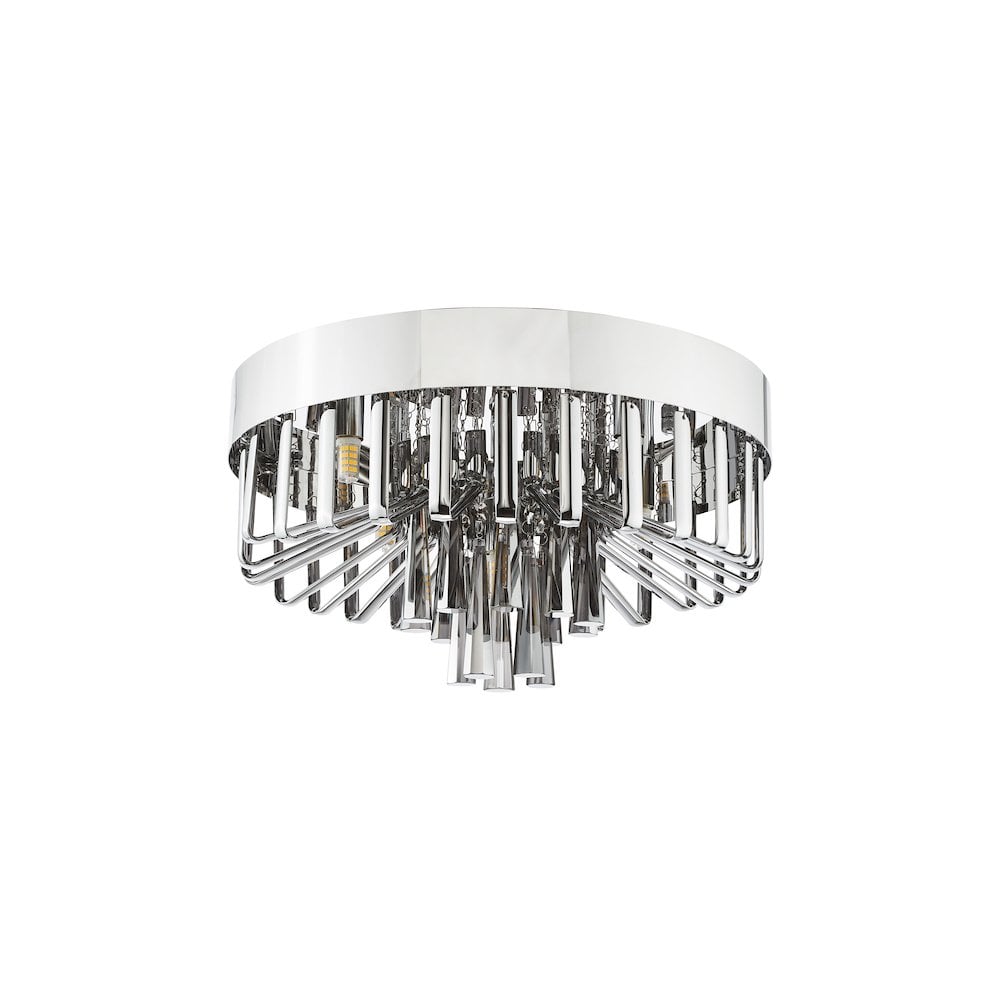 OLI5410 Olin 5 Light Flush Polished Chrome and Smoked Glass
