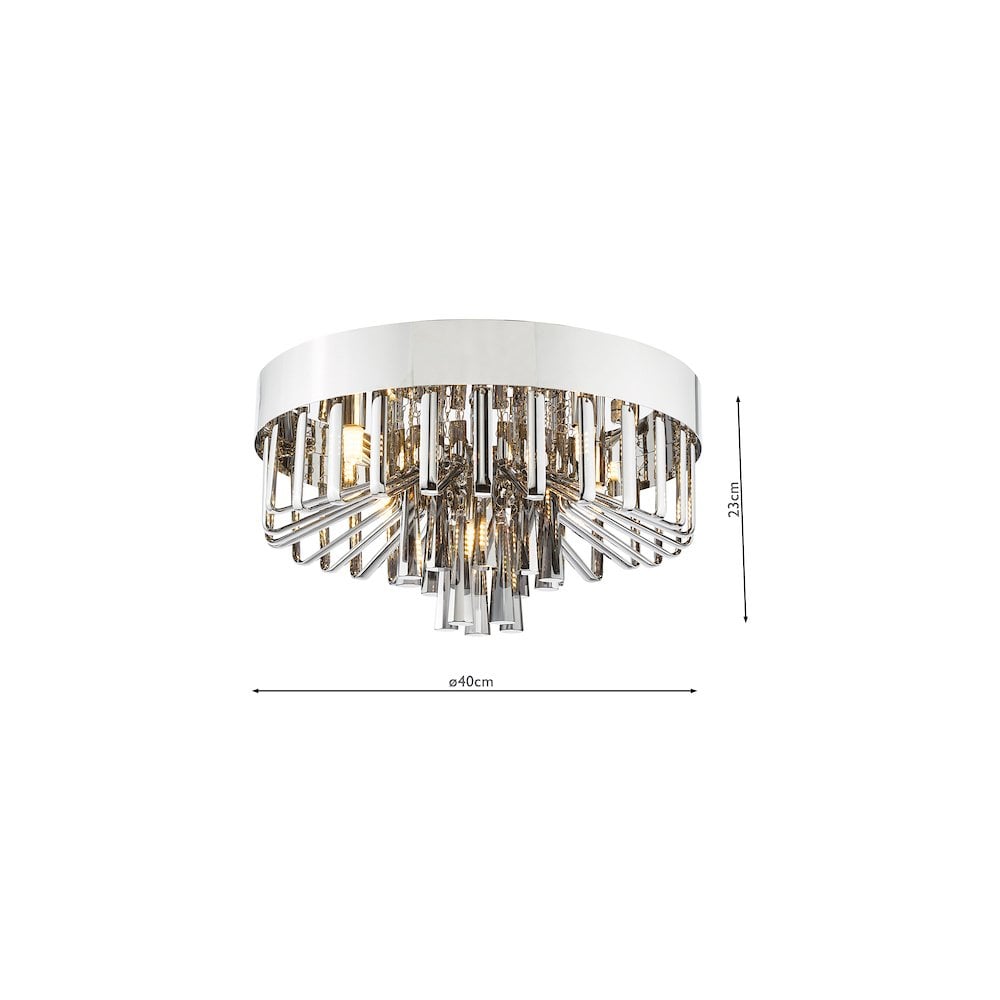 OLI5410 Olin 5 Light Flush Polished Chrome and Smoked Glass