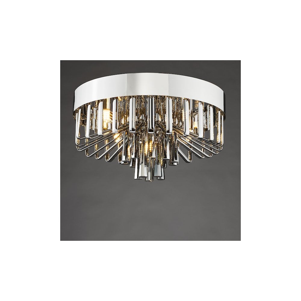 OLI5410 Olin 5 Light Flush Polished Chrome and Smoked Glass