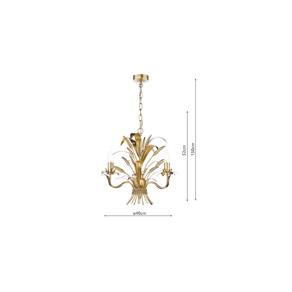 PHA0335 Phaedra 3 Light Pendant Gold
