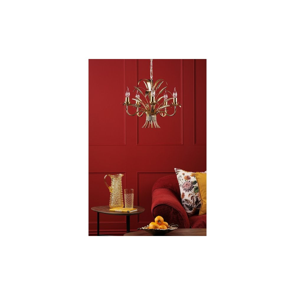 PHA0535 Phaedra 5 Light Pendant Gold