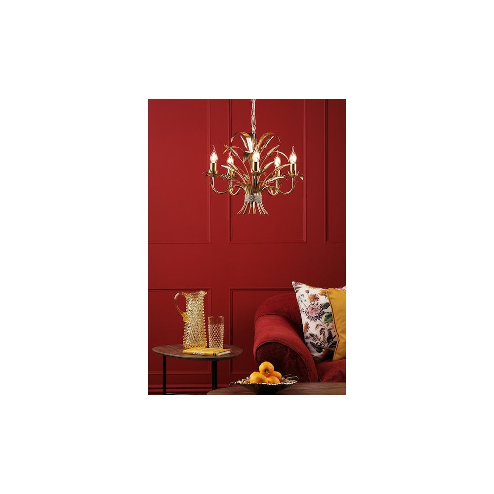PHA0535 Phaedra 5 Light Pendant Gold