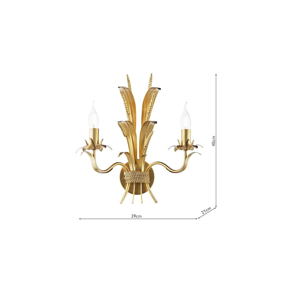 PHA0935 Phaedra 2 Light Wall Light Gold