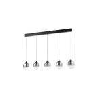 RAM0522 Ramona 5 Light Bar Pendant Matt Black and Smoked Ombre Glass LED