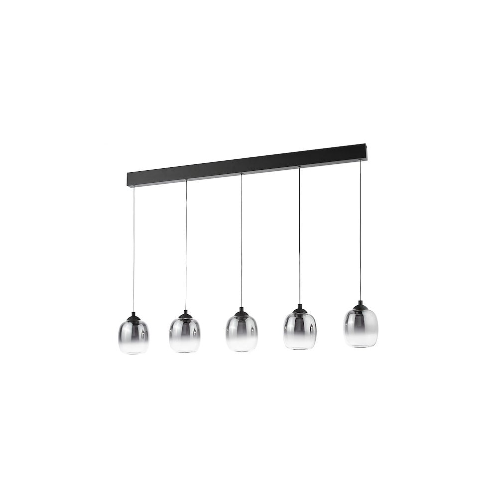 RAM0522 Ramona 5 Light Bar Pendant Matt Black and Smoked Ombre Glass LED