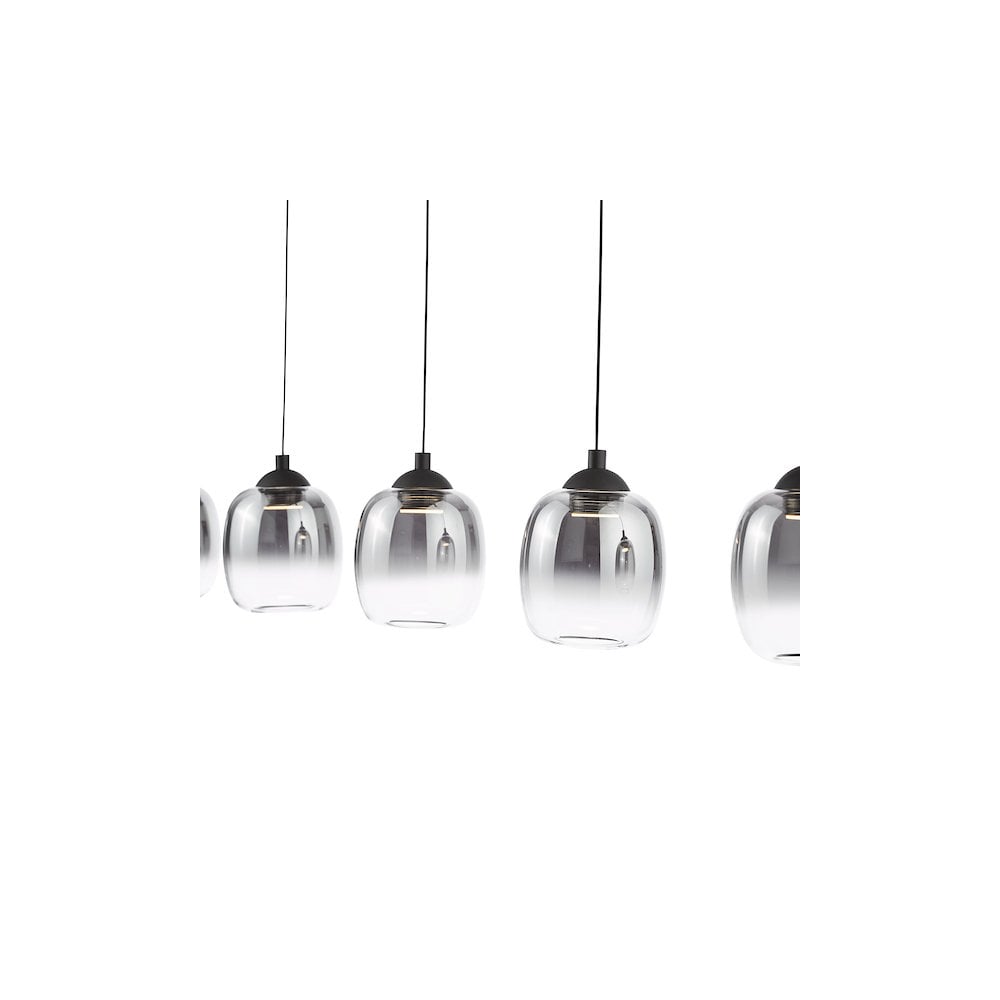 RAM0522 Ramona 5 Light Bar Pendant Matt Black and Smoked Ombre Glass LED