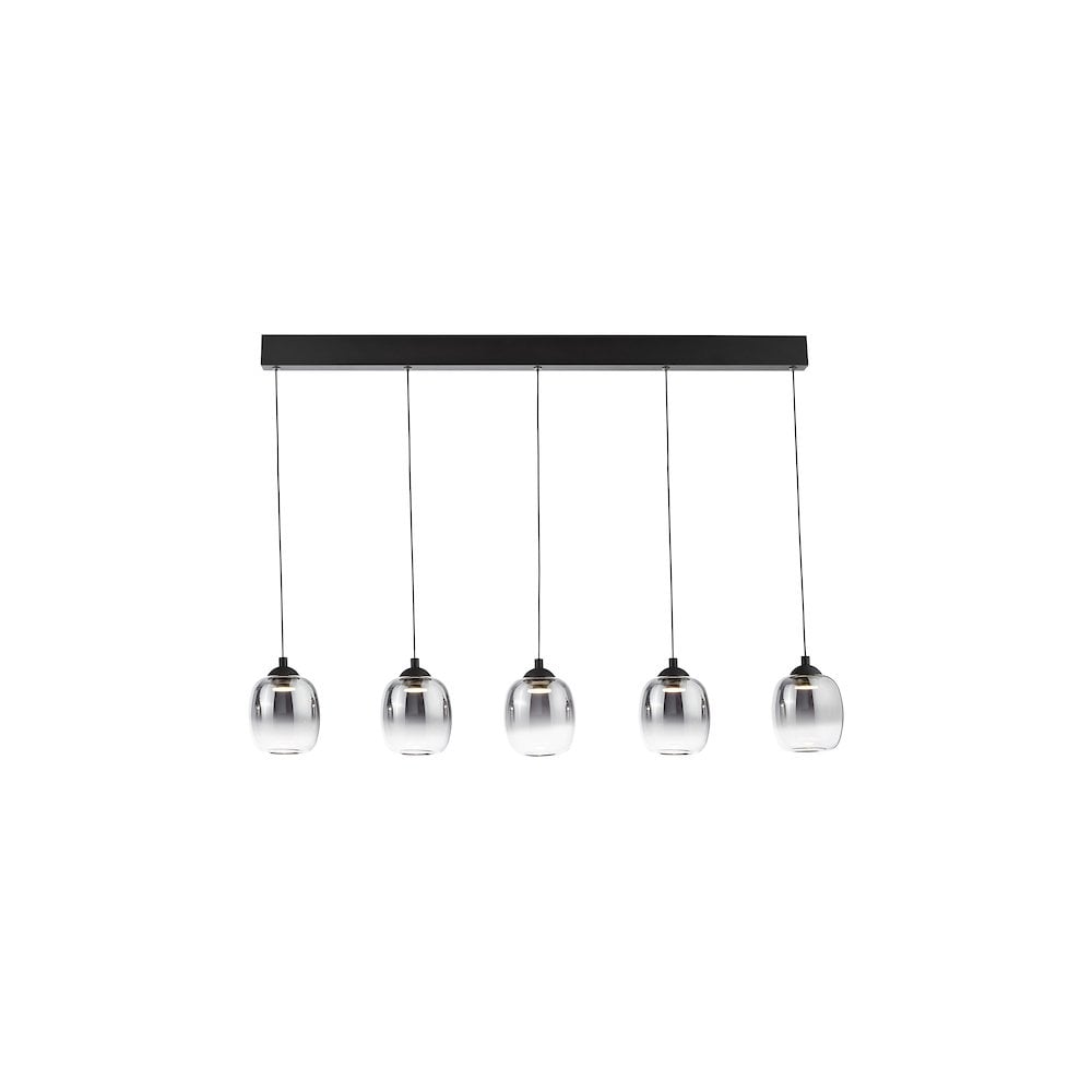 RAM0522 Ramona 5 Light Bar Pendant Matt Black and Smoked Ombre Glass LED