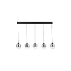RAM0522 Ramona 5 Light Bar Pendant Matt Black and Smoked Ombre Glass LED