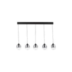 RAM0522 Ramona 5 Light Bar Pendant Matt Black and Smoked Ombre Glass LED
