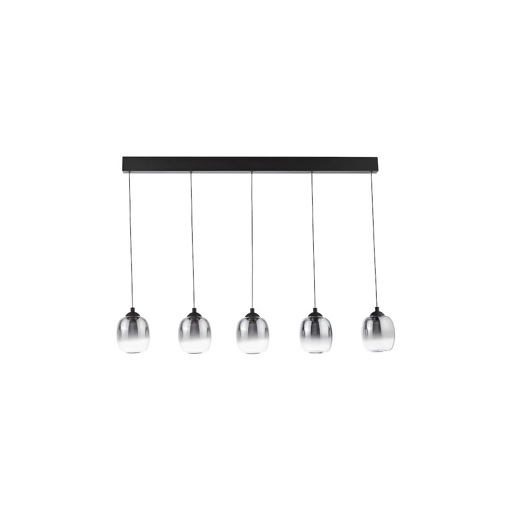 RAM0522 Ramona 5 Light Bar Pendant Matt Black and Smoked Ombre Glass LED