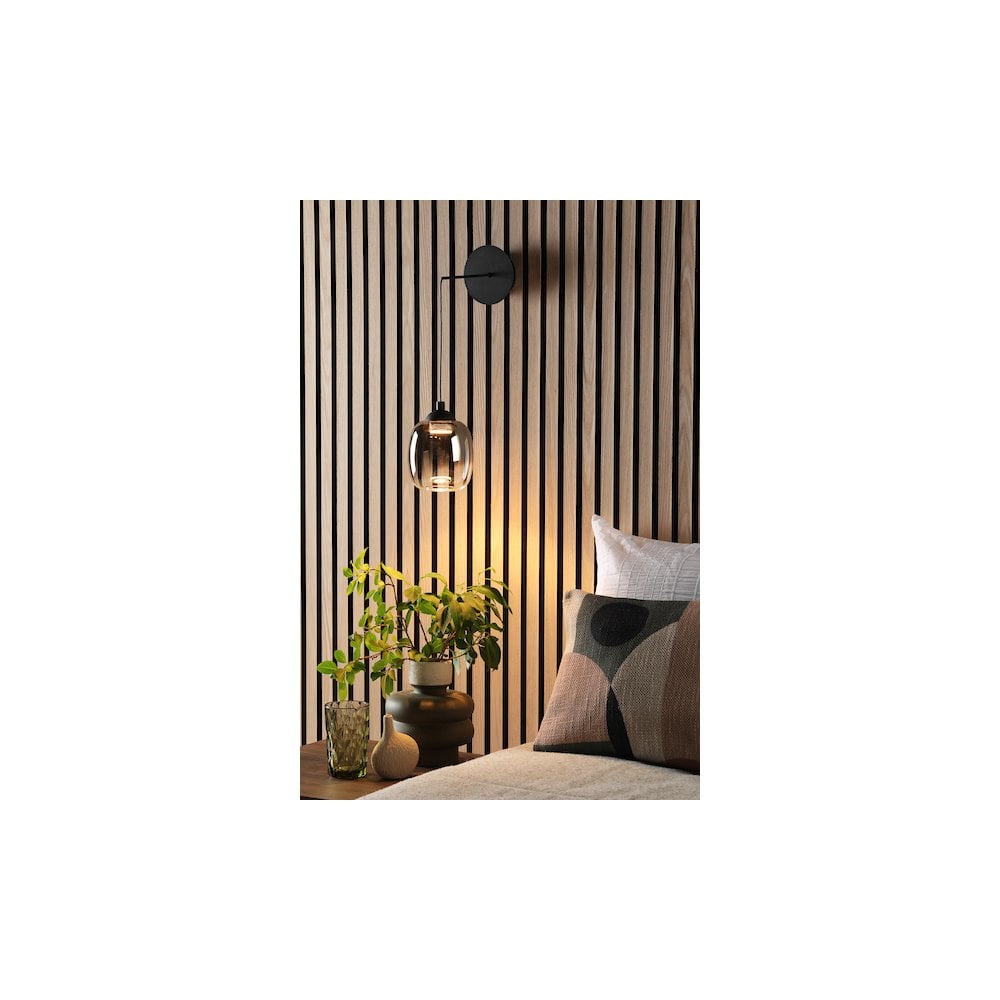 RAM0722 Ramona Pendant/Wall Light Matt Black Ombre Glass LED