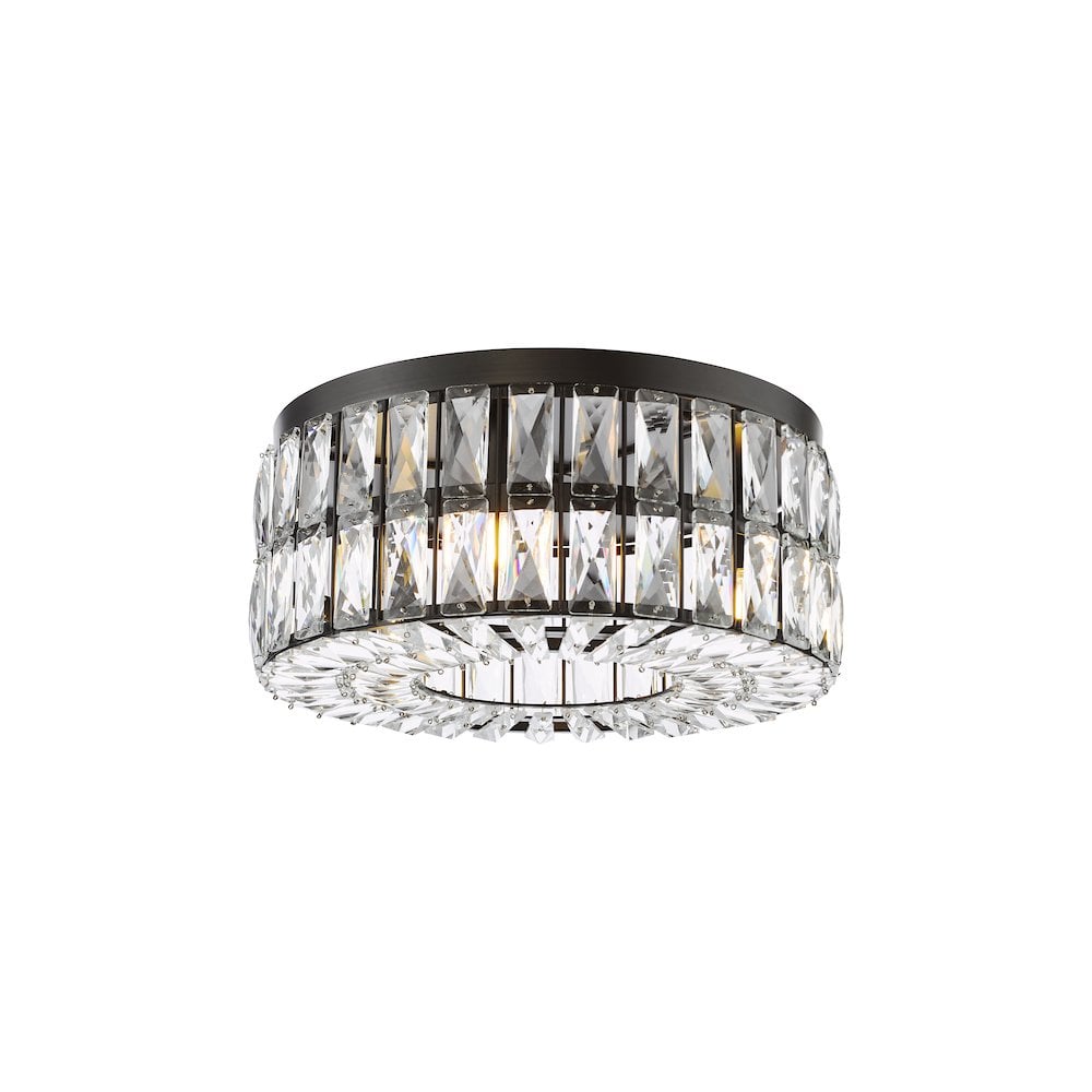 REL0422 Relena 4 Light Flush Matt Black and Crystal