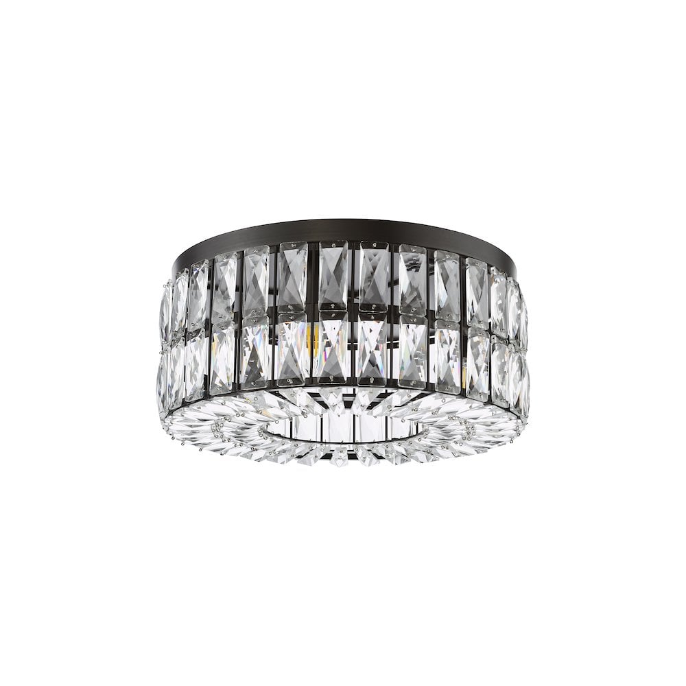 REL0422 Relena 4 Light Flush Matt Black and Crystal