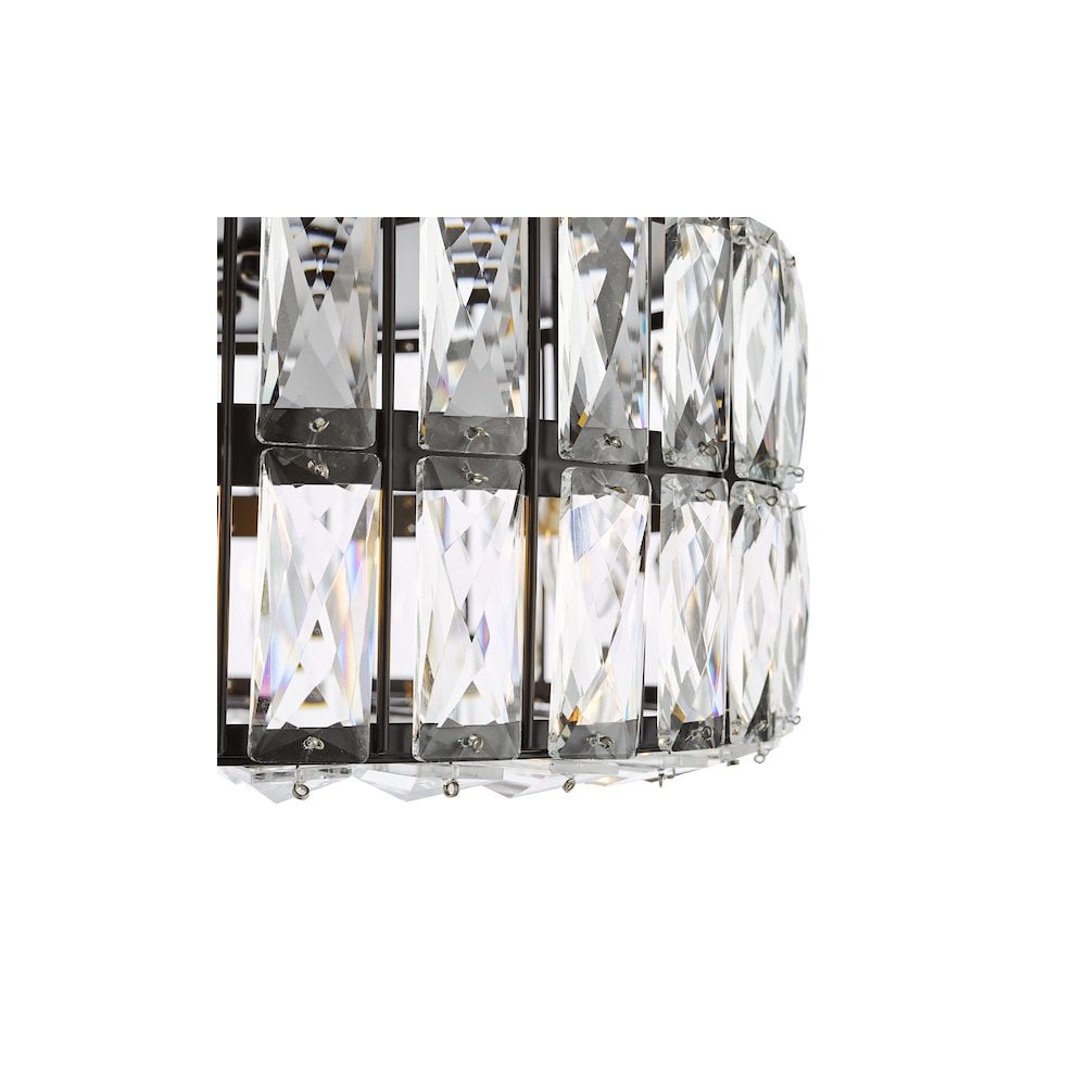 REL0422 Relena 4 Light Flush Matt Black and Crystal
