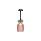 RHU0103 Rhubarb Pendant Pink and Green Ribbed Glass